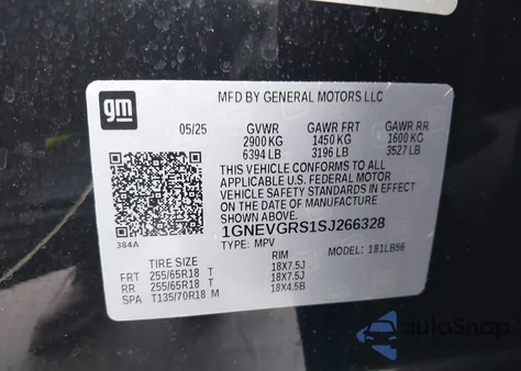 2025 Chevrolet Traverse Awd Lt z USA, uszkodzony, nr VIN 1GNEVGRS1SJ266328